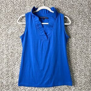 Barbara Erickson Top Women’s Small Blue Ruffle V-Neck Sleeveless Tank